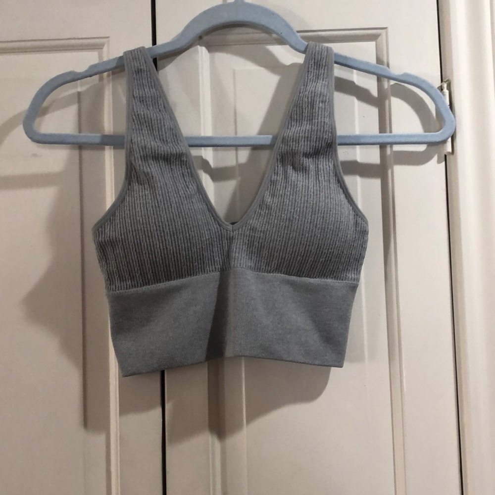 Gray sports bra